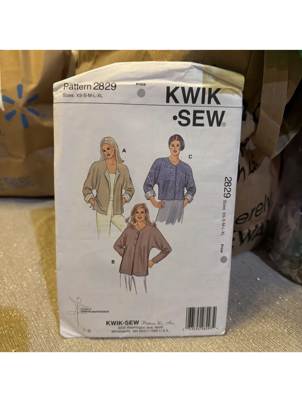 Kwick Sew 2829 size xs-xl women's jacket uncut